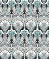 Seabrook Dragonfly Damask Ebony & Aqua Wallpaper