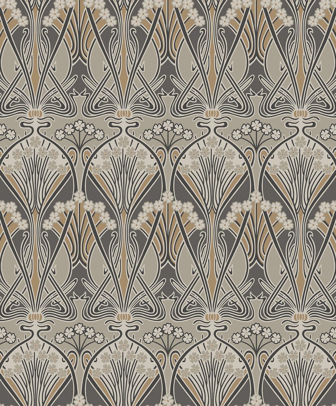 Seabrook Dragonfly Damask Bronze & Smoke Wallpaper