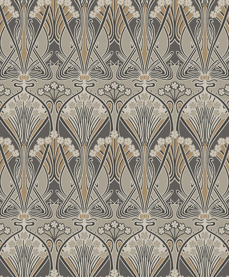 Seabrook Dragonfly Damask Bronze & Smoke Wallpaper