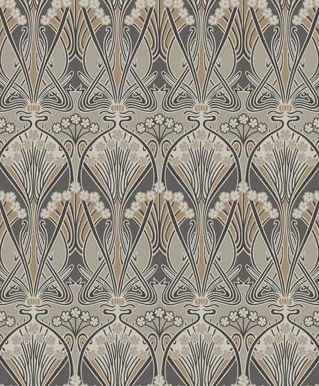 Seabrook Dragonfly Damask Grey Wallpaper