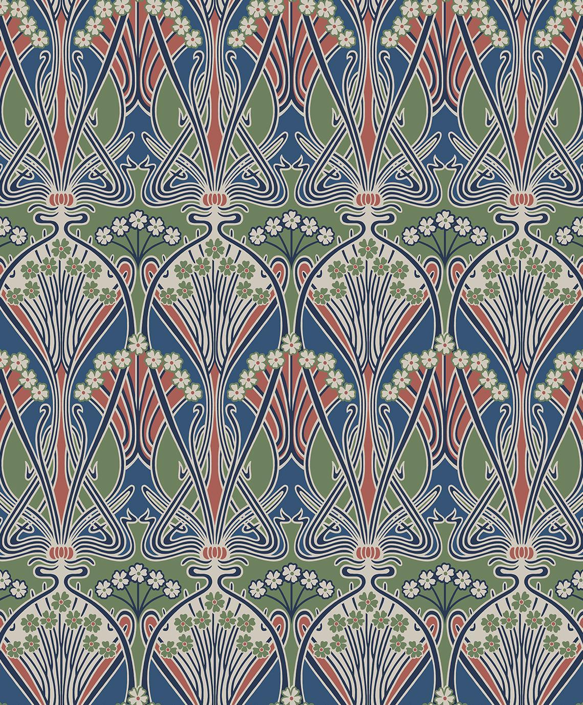 Seabrook Dragonfly Damask Mauve & Sage Wallpaper