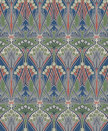 Seabrook Dragonfly Damask Mauve & Sage Wallpaper