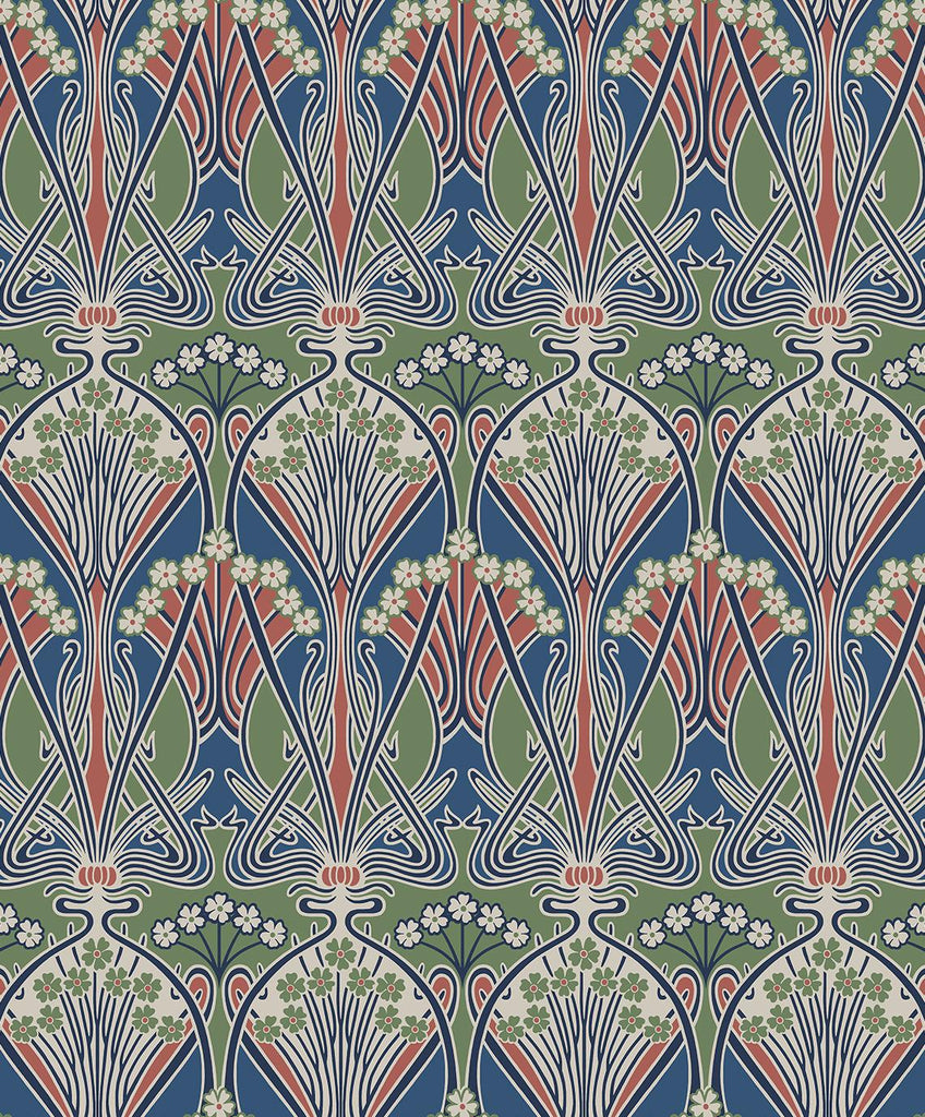 Seabrook Dragonfly Damask Multicolored Wallpaper