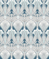 Seabrook Dragonfly Damask Aegean Blue & Dewdrop Wallpaper
