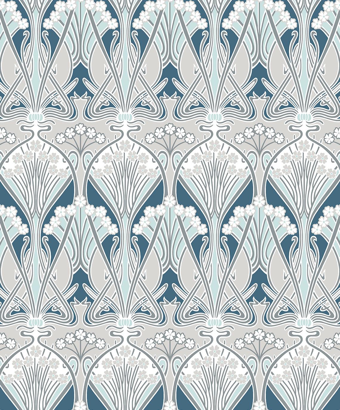 Seabrook Dragonfly Damask Blue Wallpaper