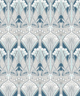 Seabrook Dragonfly Damask Blue Wallpaper