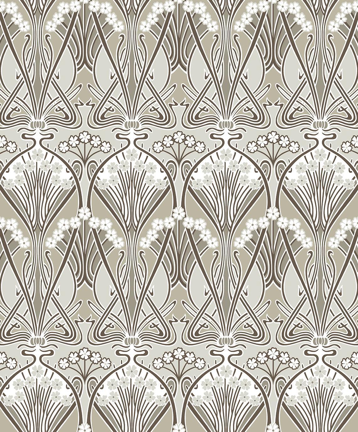 Seabrook Dragonfly Damask Warm Pewter Wallpaper