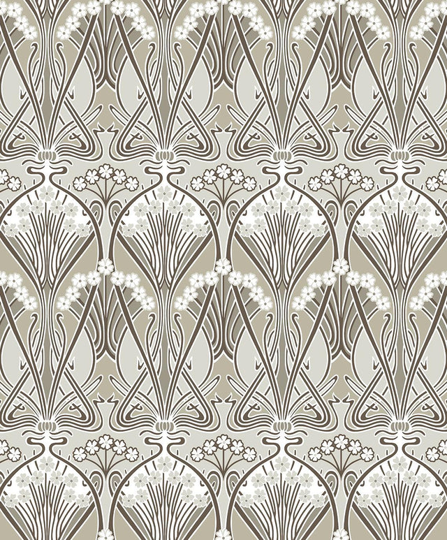 Seabrook Dragonfly Damask Warm Pewter Wallpaper