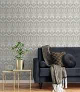 Seabrook Dragonfly Damask Beige Wallpaper