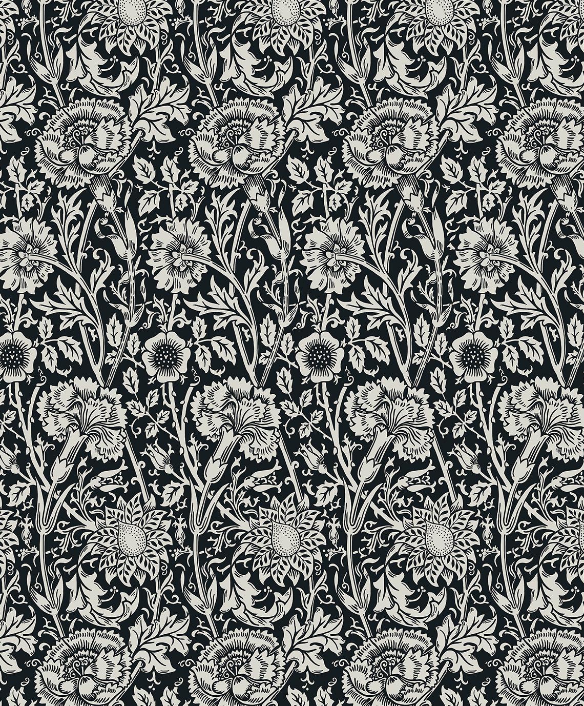 Seabrook Tonal Floral Trail Black Wallpaper