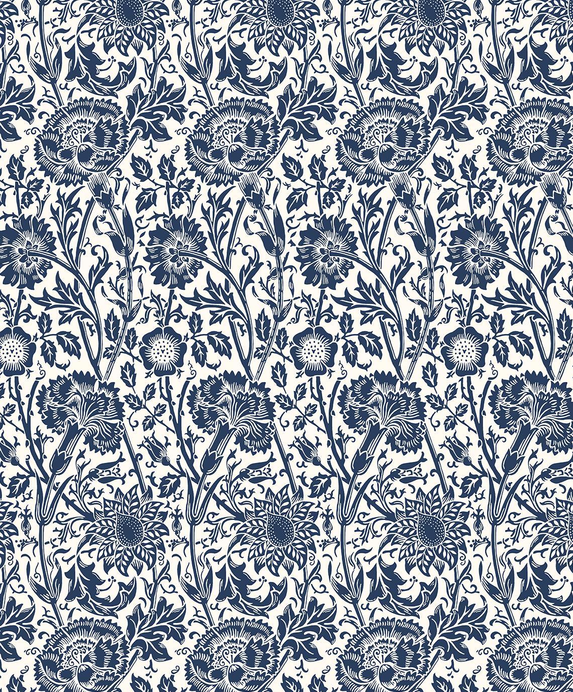 Seabrook Tonal Floral Trail Navy Blue Wallpaper