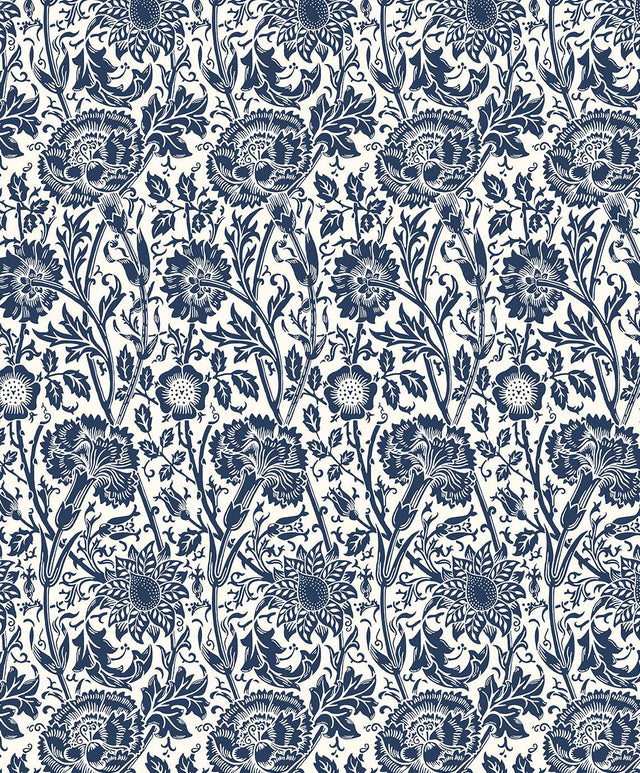 Seabrook Tonal Floral Trail Navy Blue Wallpaper