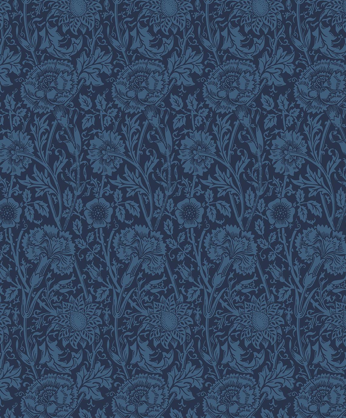 Seabrook Tonal Floral Trail Marine Blue Wallpaper