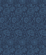 Seabrook Tonal Floral Trail Marine Blue Wallpaper