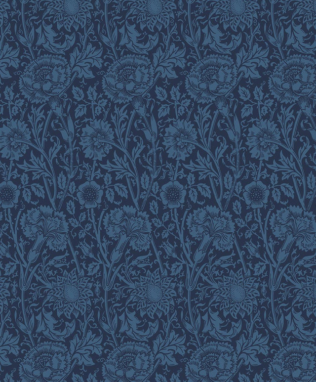 Seabrook Tonal Floral Trail Marine Blue Wallpaper