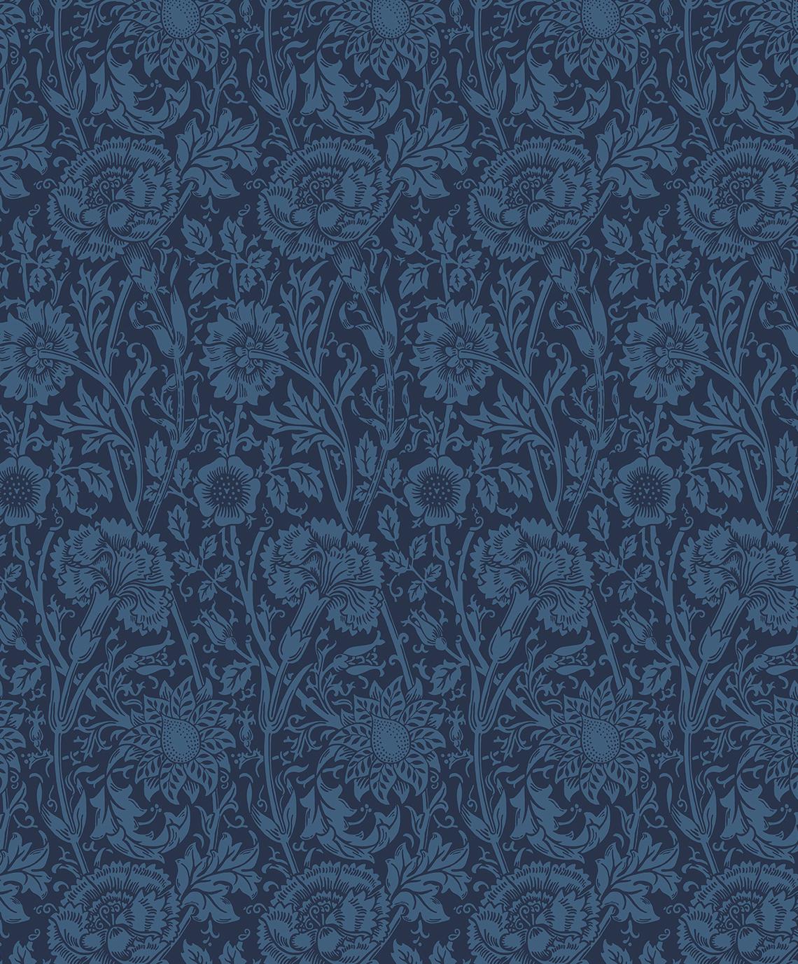 Seabrook Tonal Floral Trail Blue Wallpaper