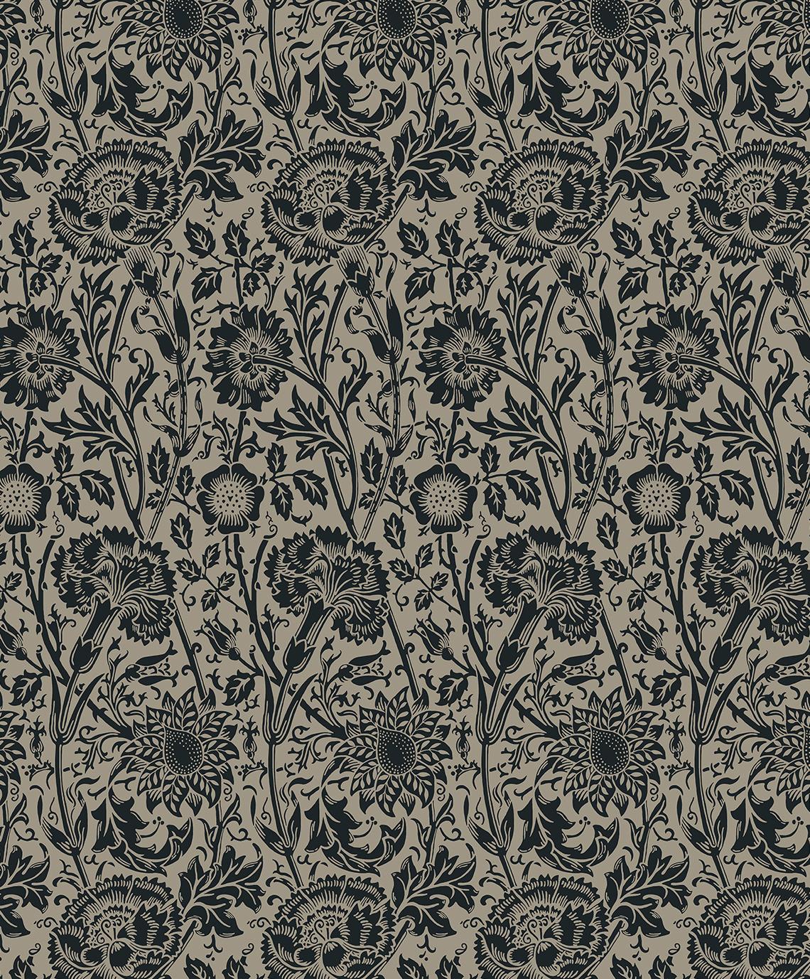Seabrook Tonal Floral Trail Taupe & Ebony Wallpaper