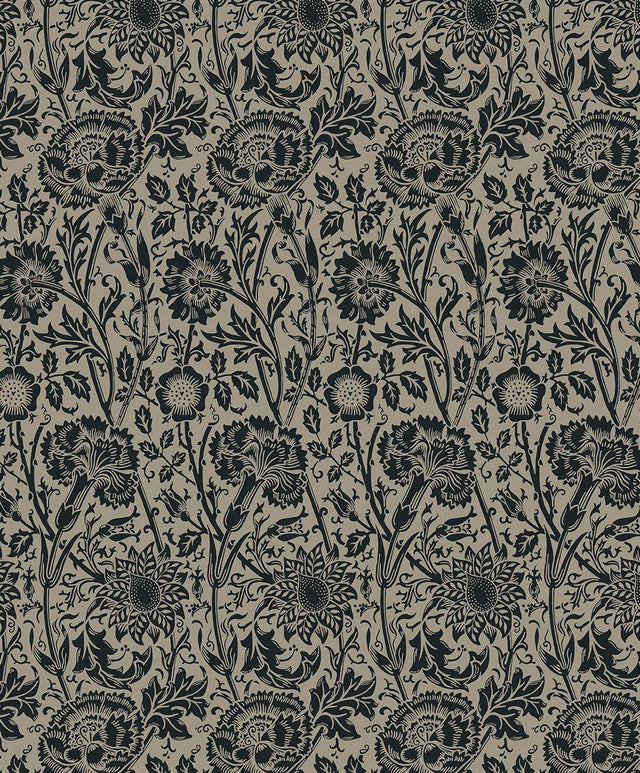 Seabrook Tonal Floral Trail Taupe & Ebony Wallpaper