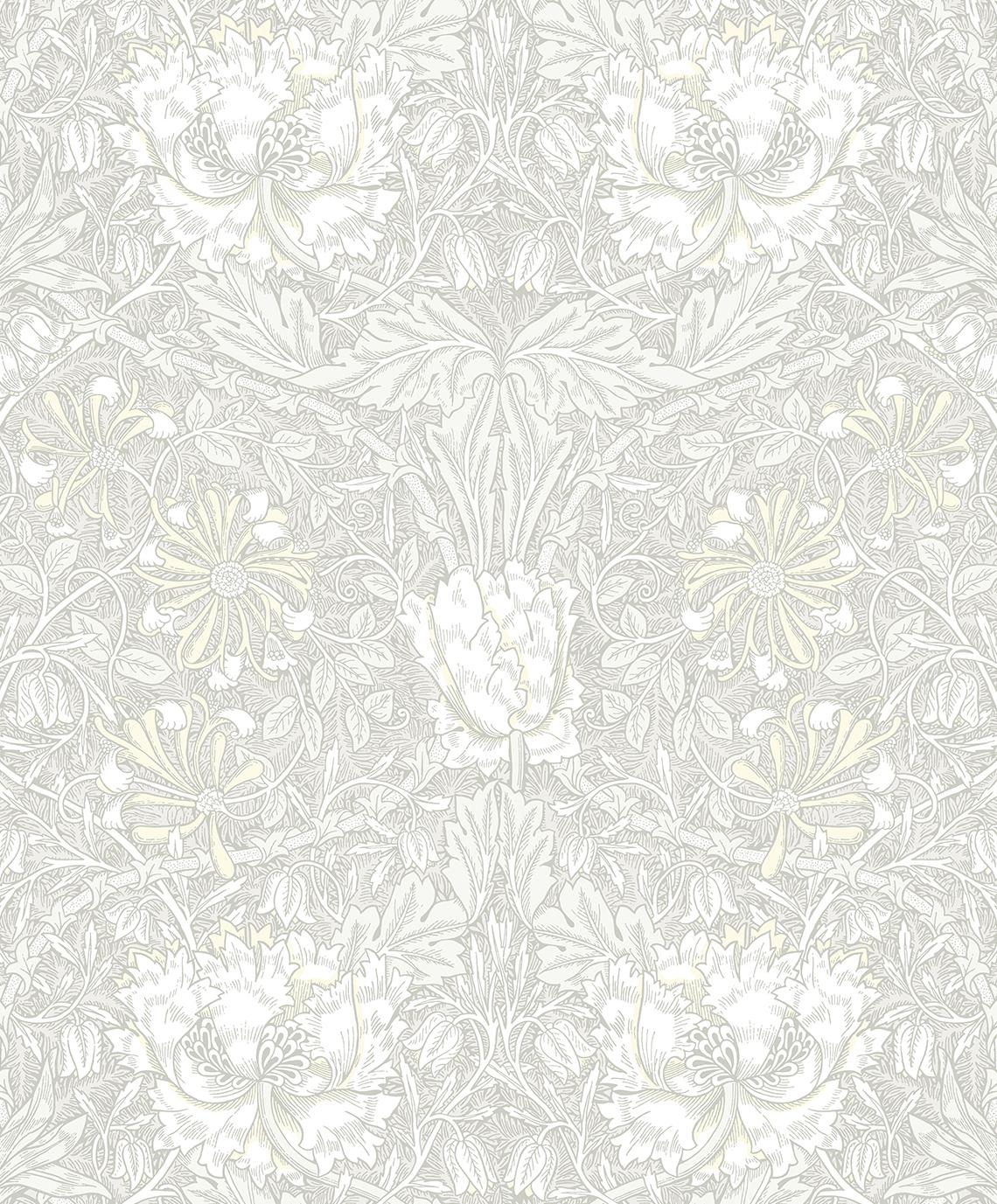 Seabrook Ogee Flora Beige Wallpaper