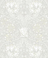 Seabrook Ogee Flora Beige Wallpaper