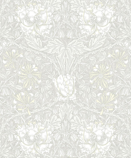 Seabrook Ogee Flora Beige Wallpaper