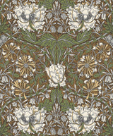 Seabrook Ogee Flora Dijon & Sage Wallpaper
