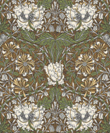 Seabrook Ogee Flora Orange Wallpaper