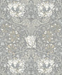 Seabrook Ogee Flora Stone Grey & Desert Sand Wallpaper