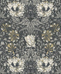 Seabrook Ogee Flora Charcoal & Goldenrod Wallpaper