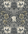 Seabrook Ogee Flora Charcoal & Goldenrod Wallpaper
