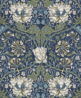 Seabrook Ogee Flora Indigo Dye & Thyme Wallpaper