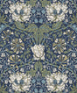 Seabrook Ogee Flora Indigo Dye & Thyme Wallpaper