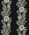 Seabrook Blooming Stripe Ebony & Goldenrod Wallpaper