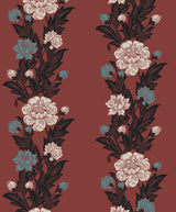Seabrook Blooming Stripe Red Wallpaper