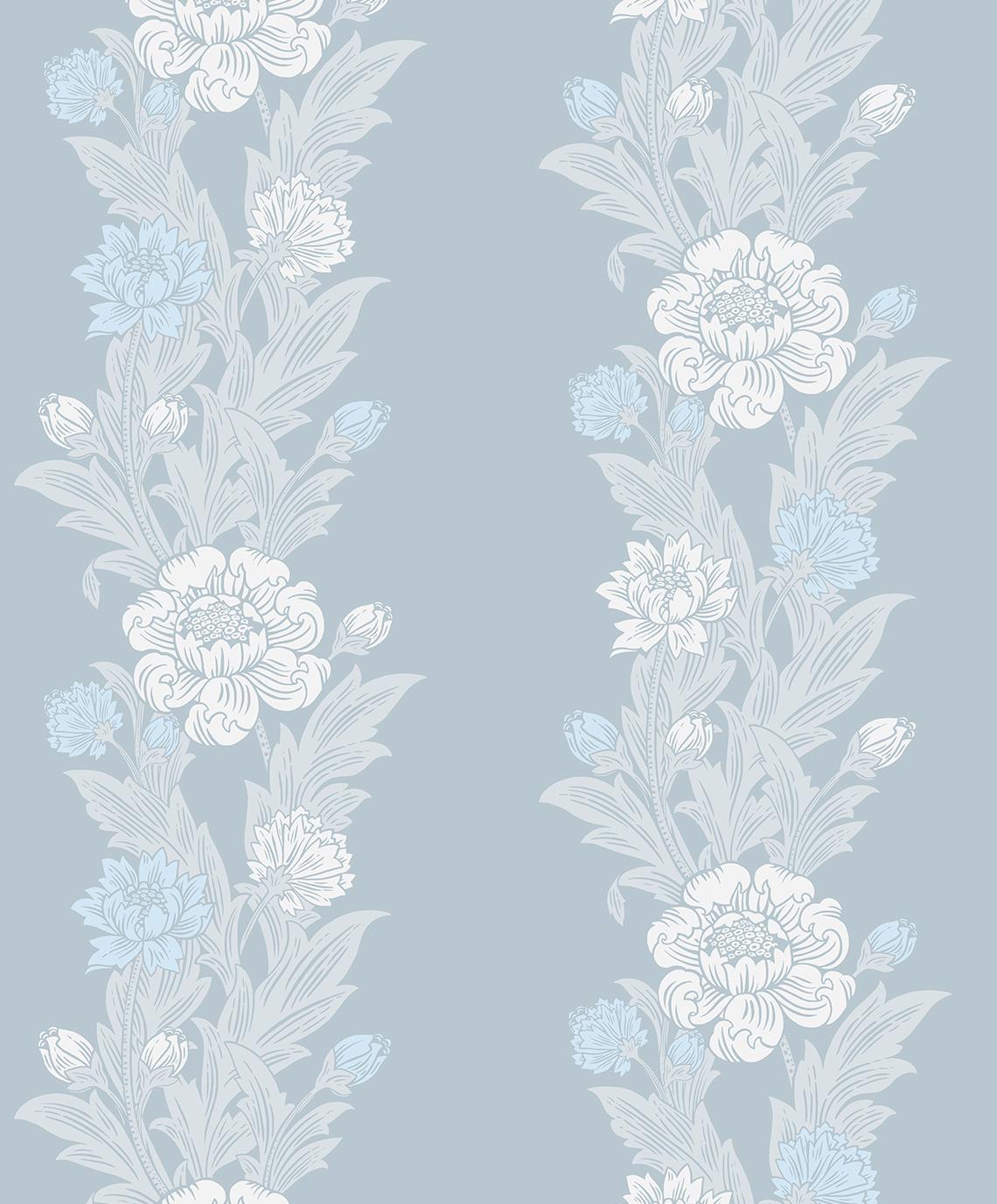 Seabrook Blooming Stripe Baby Blue Wallpaper