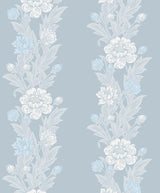 Seabrook Blooming Stripe Baby Blue Wallpaper