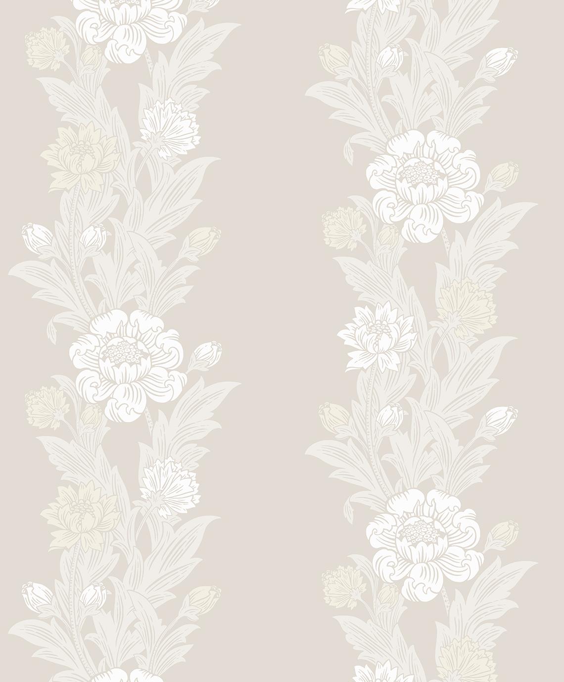 Seabrook Blooming Stripe Beige Wallpaper