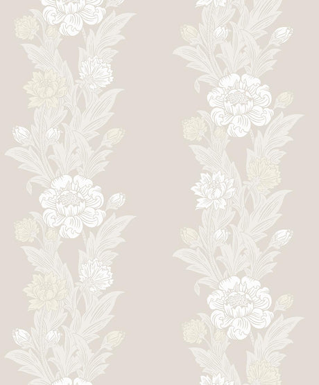 Seabrook Blooming Stripe Beige Wallpaper