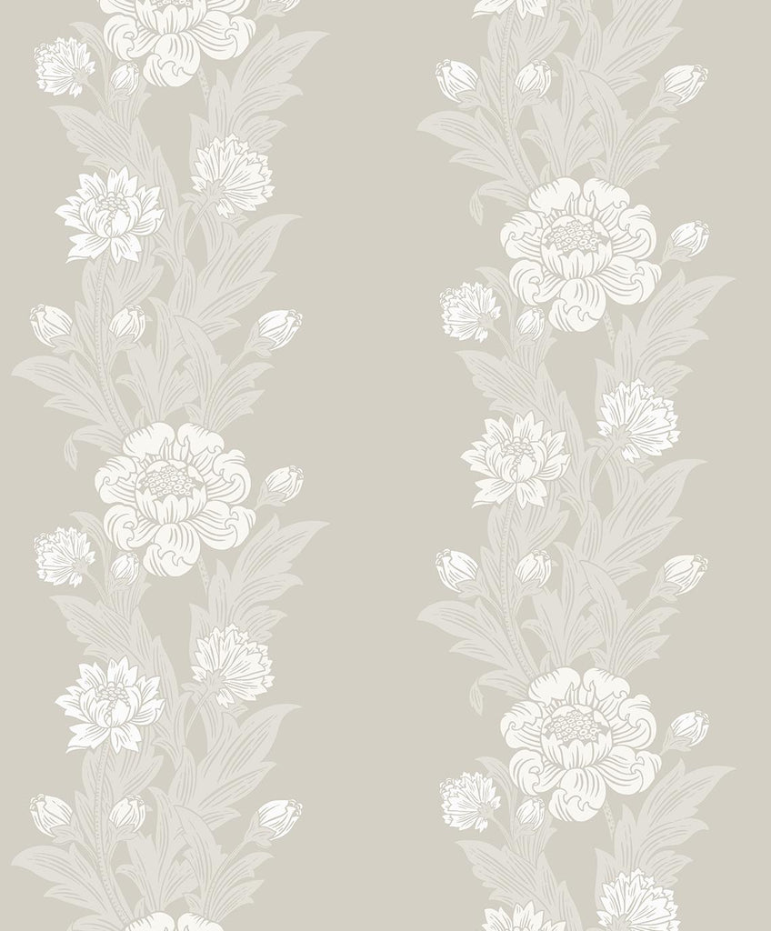 Seabrook Blooming Stripe Grey Wallpaper