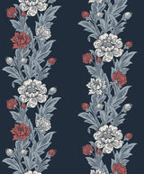 Seabrook Blooming Stripe Blue Wallpaper
