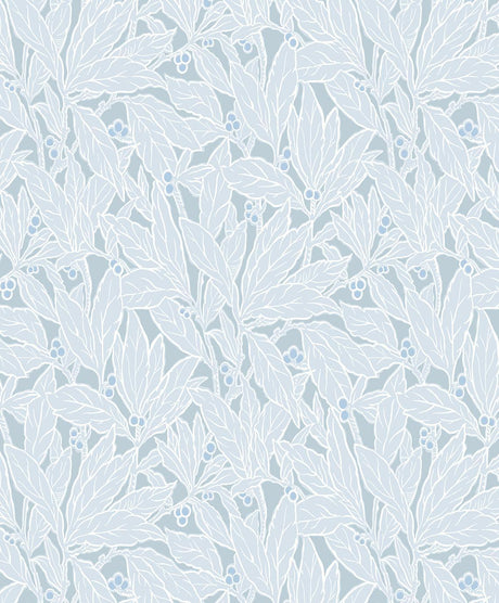 Seabrook Leaf and Berry Powder Blue Wallpaper