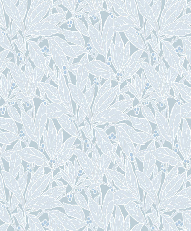Seabrook Leaf and Berry Powder Blue Wallpaper