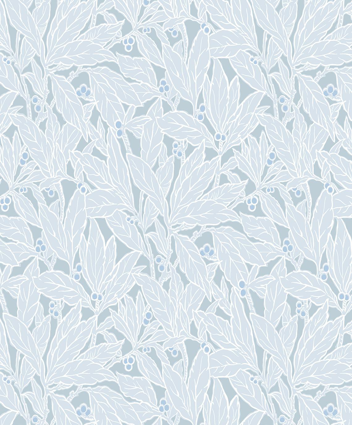 Seabrook Leaf and Berry Blue Wallpaper