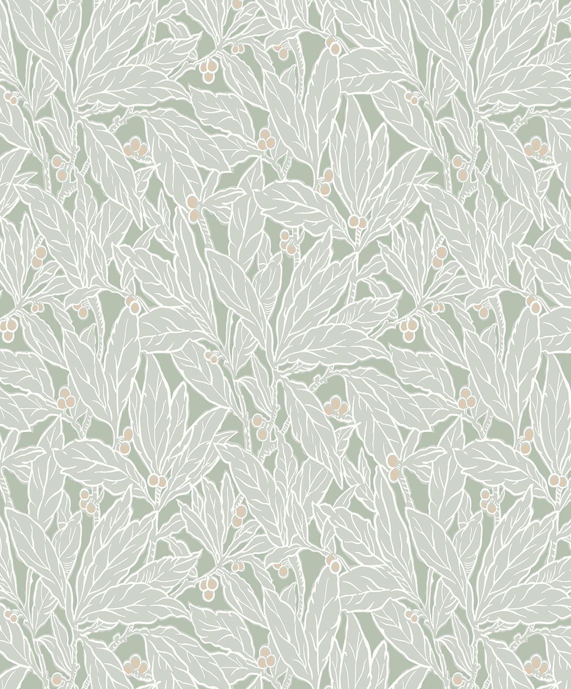 Seabrook Leaf and Berry Spearmint Wallpaper
