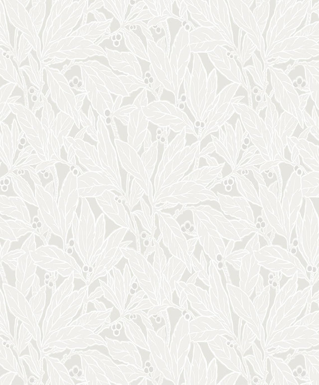 Seabrook Leaf and Berry Dove & Metallic Pearl Wallpaper