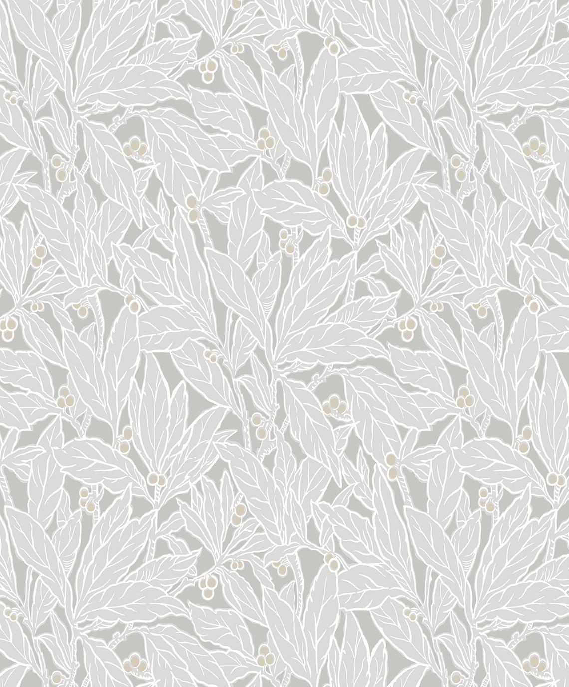 Seabrook Leaf and Berry Daydream Grey Wallpaper