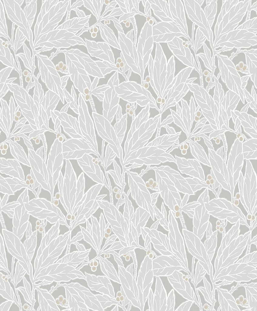 Seabrook Leaf and Berry Daydream Grey Wallpaper