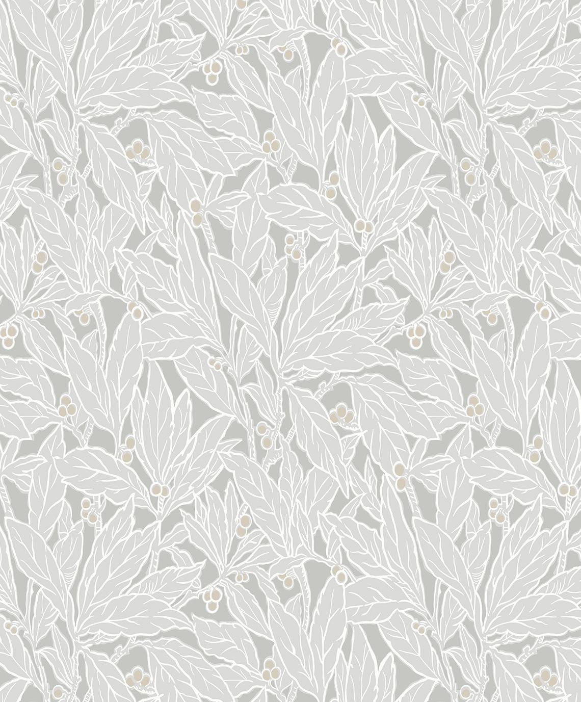 Seabrook Leaf and Berry Grey Wallpaper