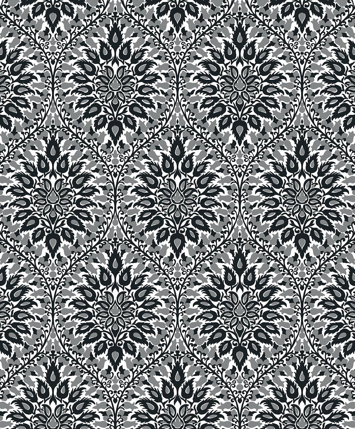 Seabrook Luna Ogee Ebony & Argos Grey Wallpaper