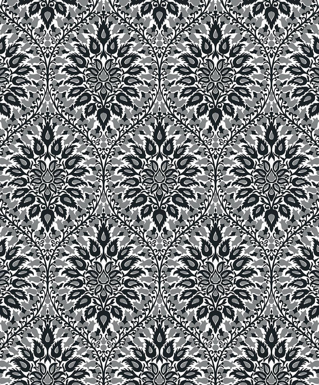 Seabrook Luna Ogee Ebony & Argos Grey Wallpaper